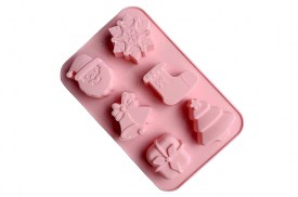 Molde silicona rectangular 6 figuras Navidad